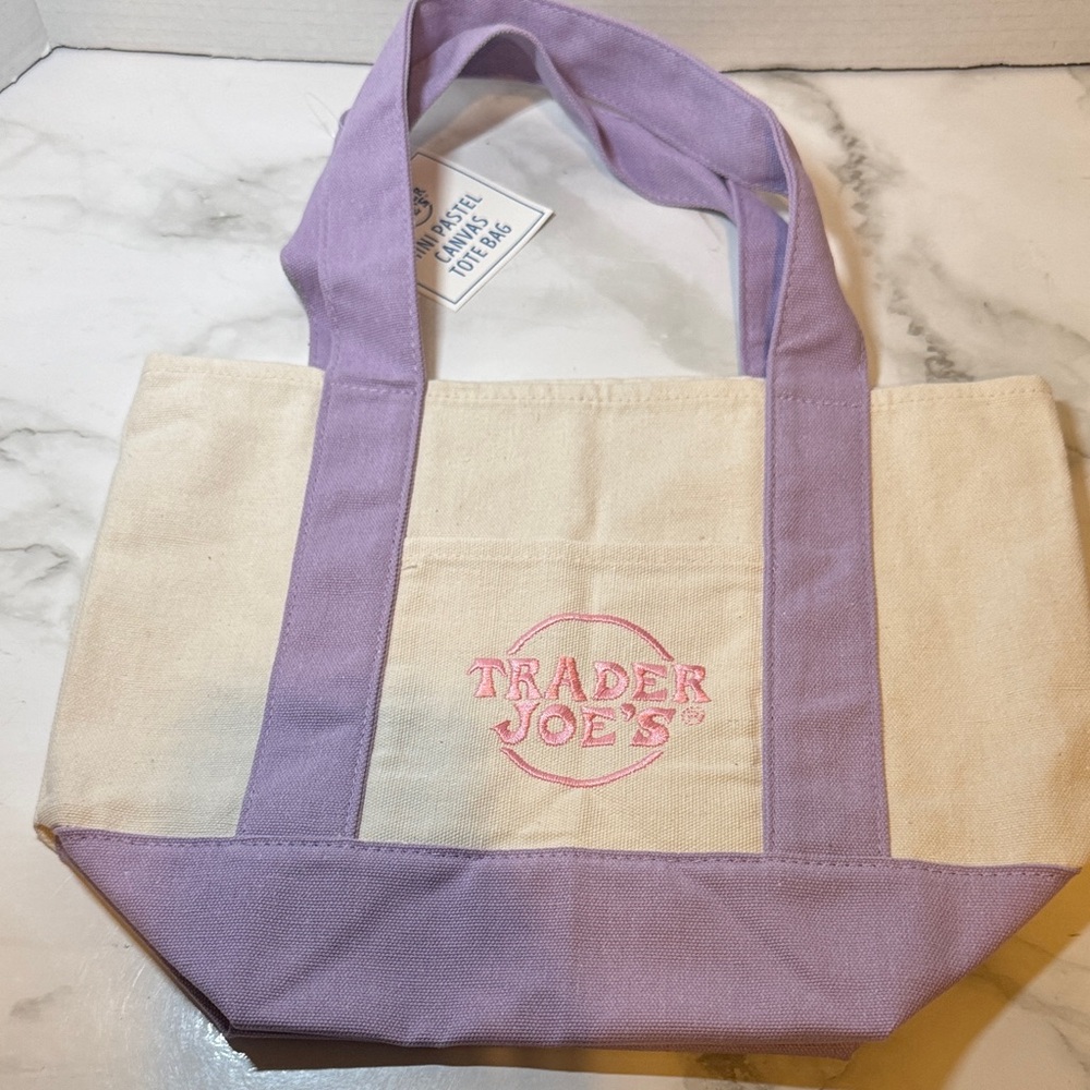 Trader Joe’s Mini Pastel Canvas Tote Bag. New with tags